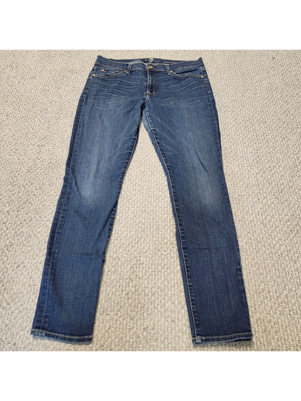 7 For All Mankind Women's Genevieve Blue Skinny Jeans Size 32